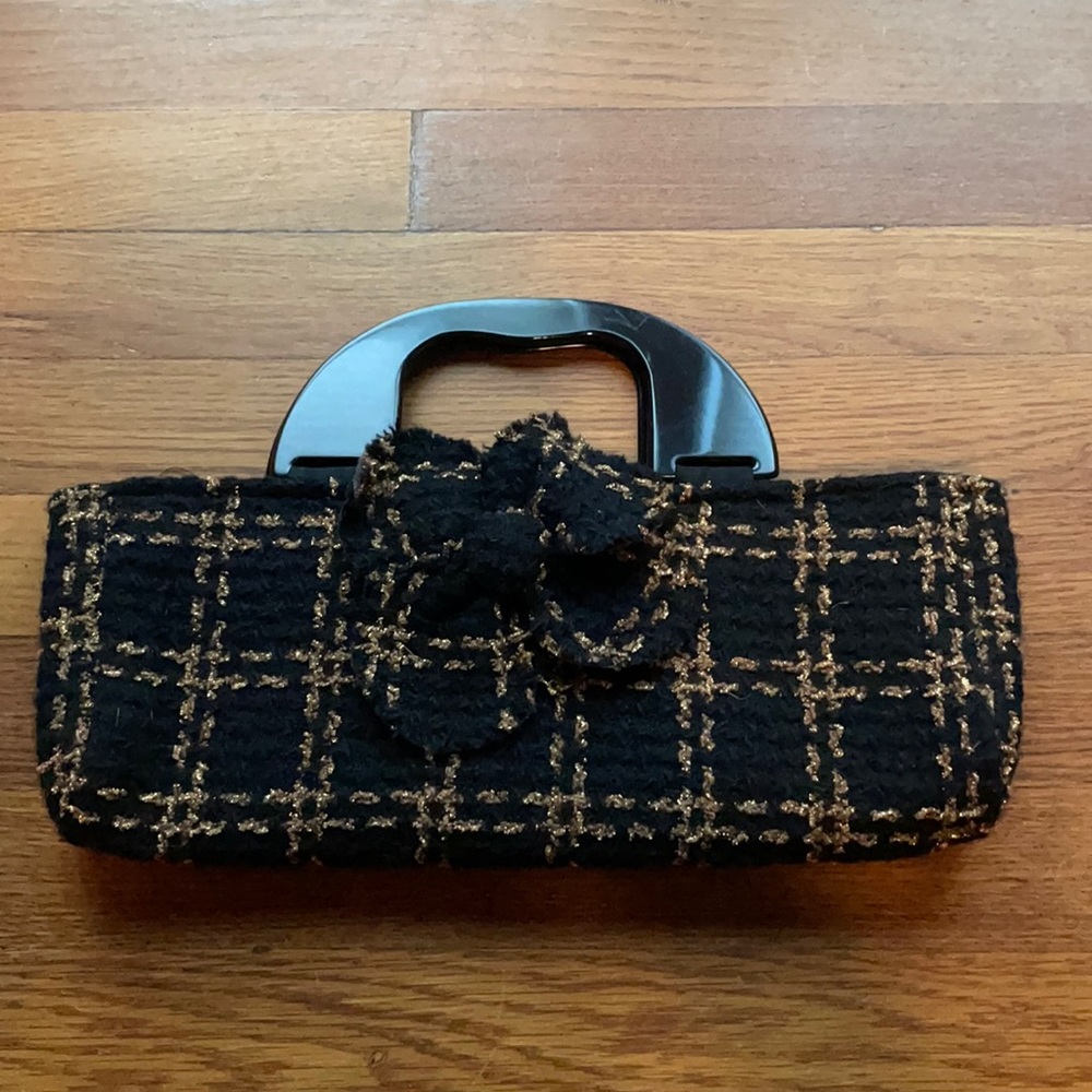 Grace Chuang Gold and Black Print Clutch